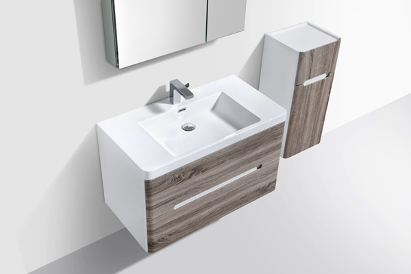 Picture of Trendy Venice bathroom cabinet SET 900 mm L with 2 drawers, WHITE  and Silver Oak