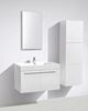 Picture of Stylish Bathroom Mirror with WHITE wooden backing, 480 mm x 840 mm H