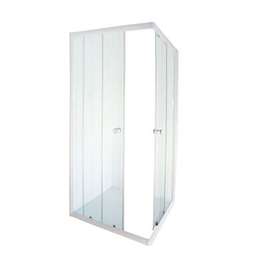 Picture of JHB SALE AQUA LUX square shower enclosure corner entry 5 mm tempered glass white rails