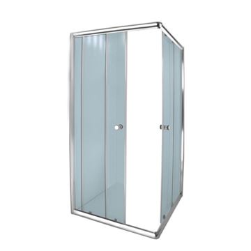 Picture of AQUA LUX square shower enclosure, corner entry, 5 mm tempered glass, Bright Chrome rails