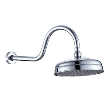 Picture of Bijiou d'Angon Victorian style shower head including arm 200 mm diameter Chrome plated brass