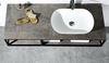 Picture of Picasso modern bathroom vanity 1300 mm L with black iron frame, textured Stone Ash counter and white basin (3 pcs set)