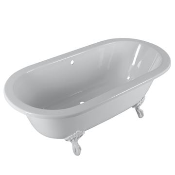 Picture of Clifton slipper freestanding acrylic bath 1690 x 800 x 580 mm H, White feet, Ex Cape Town