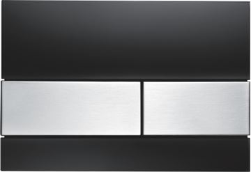 Picture of Tece Square push plate black glass with stainless steel buttons for concealed cistern