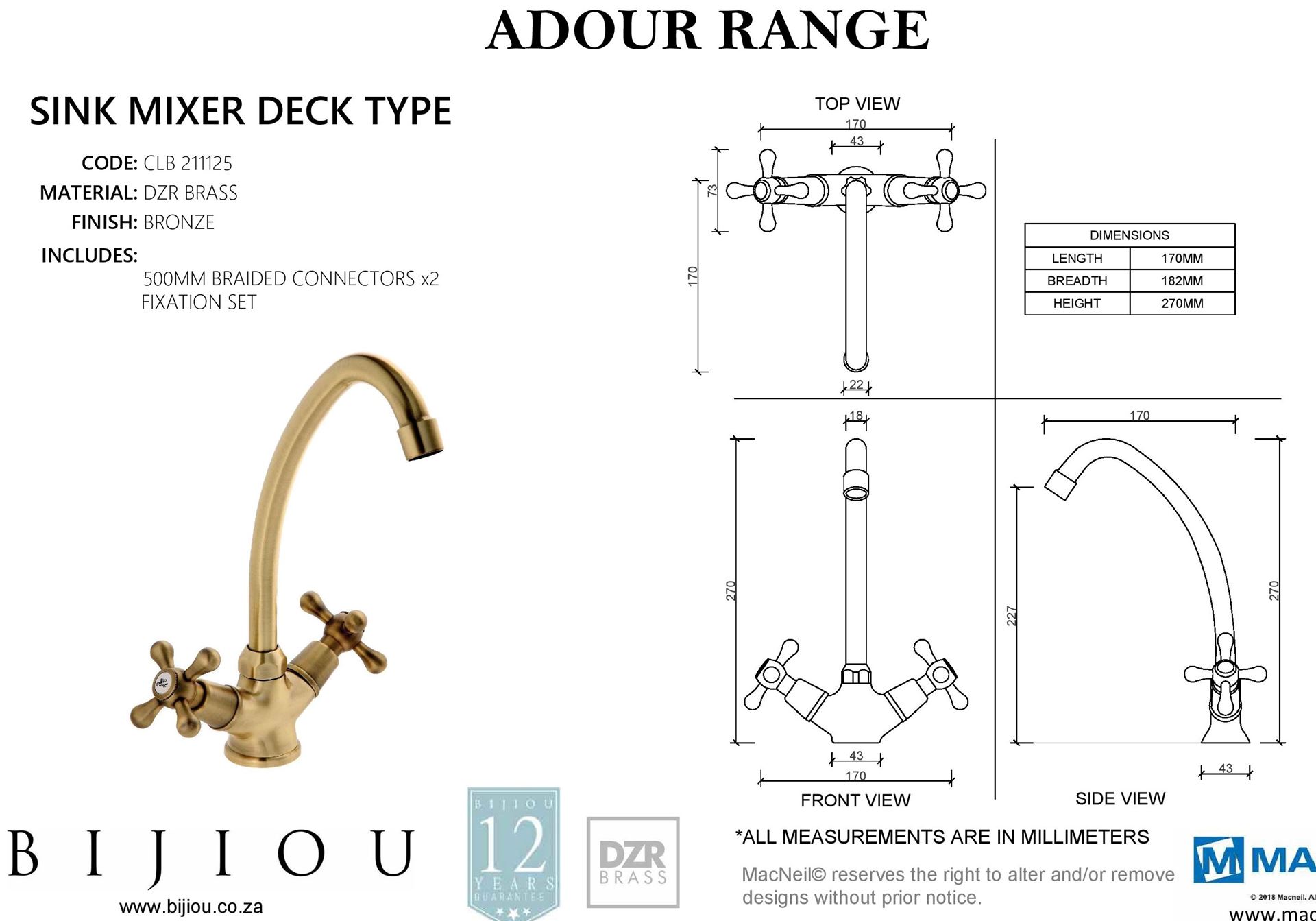 BIJIOU Adour Victorian Style Brass Kitchen Sink Mixer With BRONZE ...