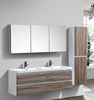 Picture of Milan White & WHITE OAK Contemporary Double bathroom cabinet SET 1500 mm L with 4 drawers