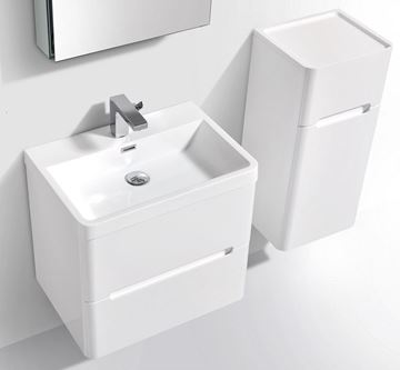 Picture of Venice WHITE Trendy Bathroom cabinet SET with rounded corners, 600 mm L, 2 drawers