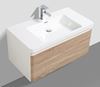Picture of Milan WHITE OAK and WHITE Contemporary Bathroom cabinet SET 900 mm L with 1 drawer and rounded corners