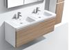 Picture of Milan WHITE and WHITE OAK contemporary double bathroom cabinet SET 1200 mm L, 1 drawer