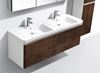 Picture of Milan WHITE and ROSE WOOD contemporary double bathroom cabinet SET 1200 mm L, 1 drawer