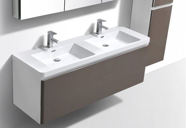 Picture of Milan WHITE and GREY contemporary double bathroom cabinet SET 1200 mm L, 1 drawer