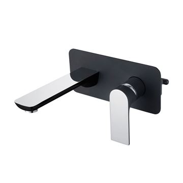 Picture of SALE Bijiou Geneva BLACK matte & Chrome BASIN- BATH SPOUT mixer with Cover Plate