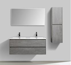 Picture of  Enzo Concrete Double bathroom cabinet SET 1200 mm L WHITE basins, 2 drawers, DELIVERED to MAIN Cities