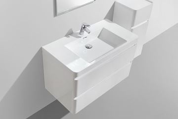 Picture of Contemporary WHITE Bathroom cabinet with rounded corners, 900 mm L, 2 drawers, DELIVERED to CAPE TOWN