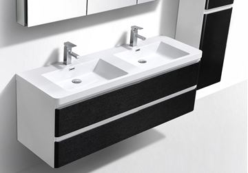 Picture of Milan BLACK and White Contemporary double bathroom cabinet SET 1200 mm L with 2 drawers