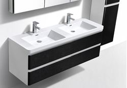 Picture of Milan WHITE & BLACK Contemporary double bathroom cabinet 1200 mm L with 2 drawers DELIVERED to CAPE TOWN
