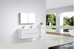 Picture of Venice Trendy WHITE double bathroom cabinet 1200 mm L, rounded corners, 2 drawers, DELIVERED to CAPE TOWN