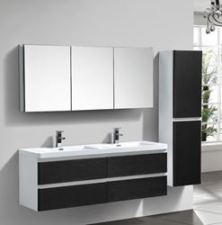 Picture of White & BLACK Contemporary double bathroom cabinet 1500 mm L with 4 drawers DELIVERED to CAPE TOWN