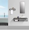 Picture of Picasso Modern bathroom vanity 1300 mm L with black iron frame / textured Stone Ash counter 5 pcs set DELIVERED to CAPE TOWN