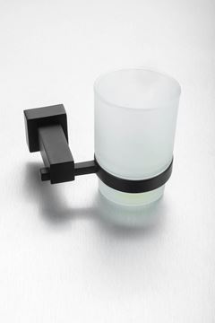 Picture of Malta BLACK SOLID Brass & Glass TUMBLER Holder, Square style