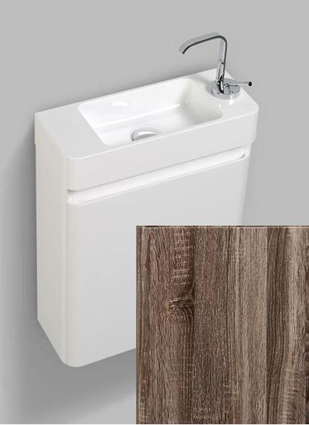 Picture of Milan Extra slim SILVER OAK & WHITE bathroom cabinet  SET 450 x 182 x 550 H, 1 door, FREE delivery to JHB and PRETORIA 