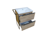 Picture of Loft 600 mm L Cherry Brown bathroom cabinet with 2 drawers, metal towel rail and legs