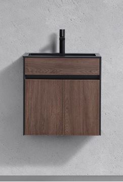 Picture of Stunning 550 mm L bathroom cabinet SET in BLACK and Brown with 2 doors