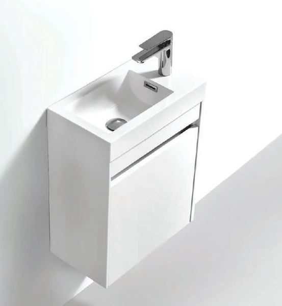 Picture of Simplicity compact WHITE bathroom cabinet SET, 460 mm L with 1 door