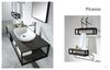 Picture of Picasso Modern bathroom vanity 1300 mm L with black iron frame / textured Stone Ash counter 5 pcs set 
