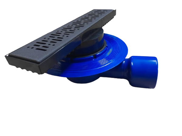 Picture of 600 x 70mm BLACK Shower channel drain Stainless Steel & ABS  Horizontal installation