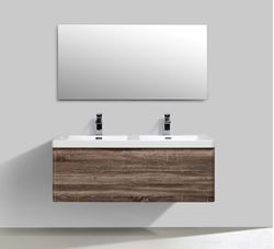 Picture of Milan SILVER OAK Contemporary double bathroom cabinet SET 1200 mm L with single drawer