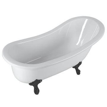 Picture of SALE Devon slipper freestanding acrylic bath 1680 x 755 x 770 mm H Black feet, ex JHB