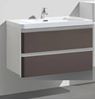 Picture of Milan CHESTNUT and WHITE Contemporary 900 mm L Bathroom cabinet SET, 2 drawers with BLUM rails