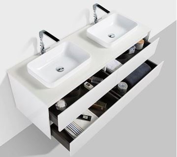 Picture of Madrid 1500 mm L WHITE cabinet SET with 4 drawers, Quartz stone countertop & 2 basins, DELIVERED to Cape Town