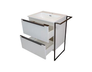 Picture of Loft 600 mm L WHITE floor standing bathroom cabinet with 2 drawers and Right towel rail 