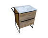 Picture of Loft 600 mm L Cherry Brown bathroom cabinet with 2 drawers, metal towel rail and legs