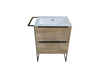 Picture of Loft 600 mm L Cherry Brown bathroom cabinet with 2 drawers, metal towel rail and legs