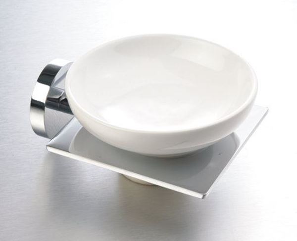 Picture of COMO SOAP dish, Ceramic and Brass, square style