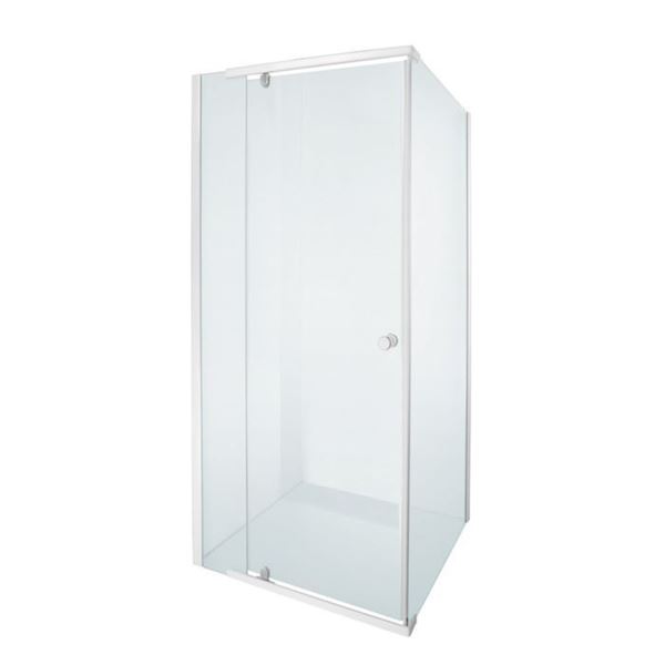 Picture of JHB SALE ALPINE Square Semi Frameless  shower with PIVOT Door 5 mm tempered glass white rails
