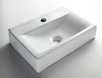 Picture of Ceramic Medium Basin 460x310x105 mm H, wall hung or counter top, Vitreous China