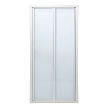 Picture of SALE Bi-Folder Shower Door, 900 x 1850 mm H, 5 mm tempered glass, white frame