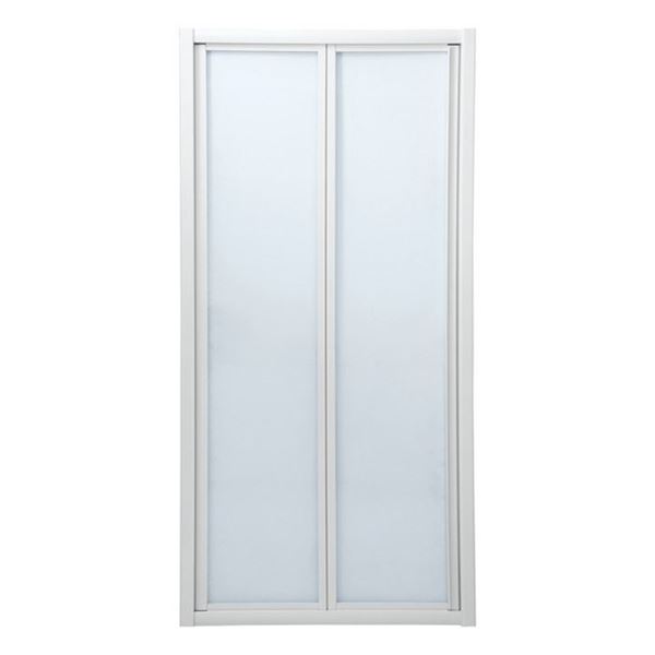 Picture of SALE Bi-Folder Shower Door, 900 x 1850 mm H, 5 mm tempered glass, white frame