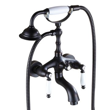 Picture of Black Vintage Classic Bath Mixer Set  With Hand shower, Wall type