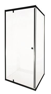 Picture of JHB  SICILY Black frame pivot shower 900 x 900 x 1850 mm H,  SMOKED tempered glass 