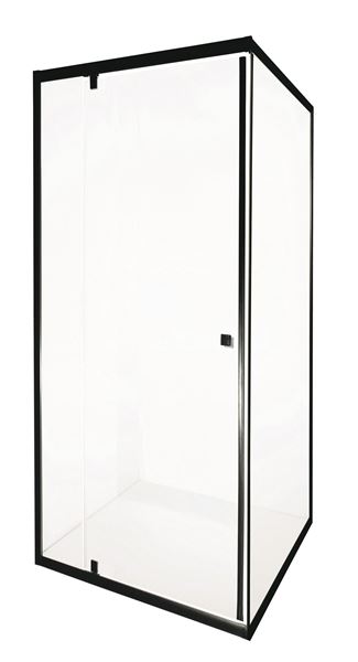 Picture of JHB  SICILY Black frame pivot shower 900 x 900 x 1850 mm H,  SMOKED tempered glass 