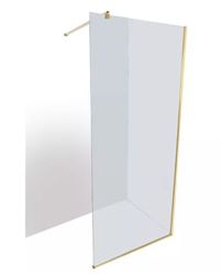 Picture of JHB GOLD Walk-In shower screen 900 x 2000 x 8 mm tempered glass with  U channel  & 1 shower arm