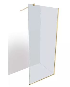 Picture of JHB GOLD Walk-In shower screen 900 x 2000 x 8 mm tempered glass with  U channel  & 1 shower arm