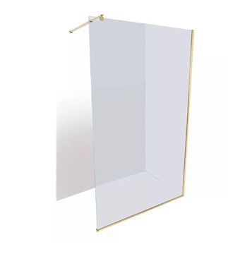 Picture of JHB GOLD Walk-In shower screen 1200 x 2000 x 8 mm tempered glass with  U channel  & 1 shower arm