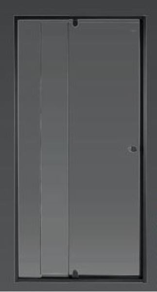 Picture of BLACK PIVOT shower door only, 5 mm CLEAR tempered glass, adjustable BLACK frame