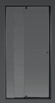 Picture of JHB BLACK PIVOT shower door only, 5 mm CLEAR tempered glass, adjustable BLACK frame